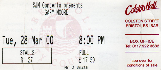 Gary Moore Ticket